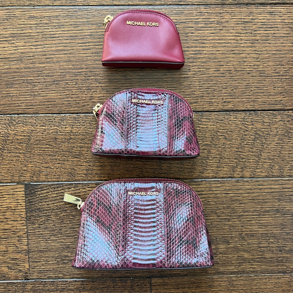 Michael Michael Kors Genuine Snake Travel Pouch Trio Gem